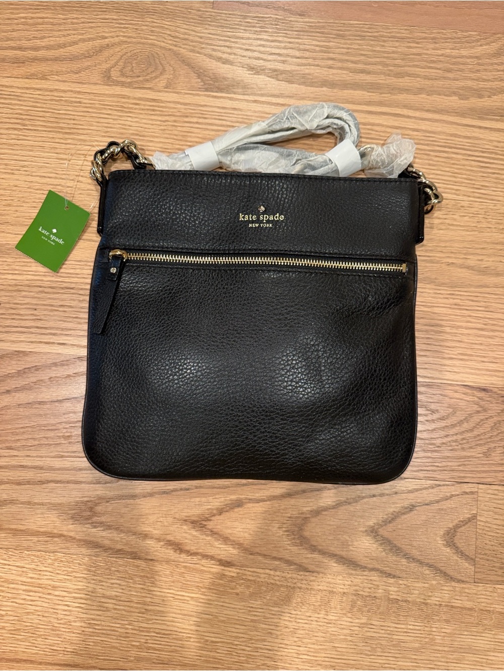 NWT kate spade Black Pebbled Leather Crossbody with Gold Hardware